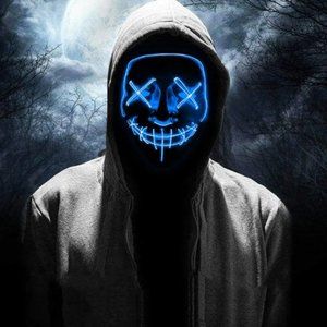 Costume Halloween Face Mask LED LightUp 3 Modes Cosplay Clubbing Party Purge Blu